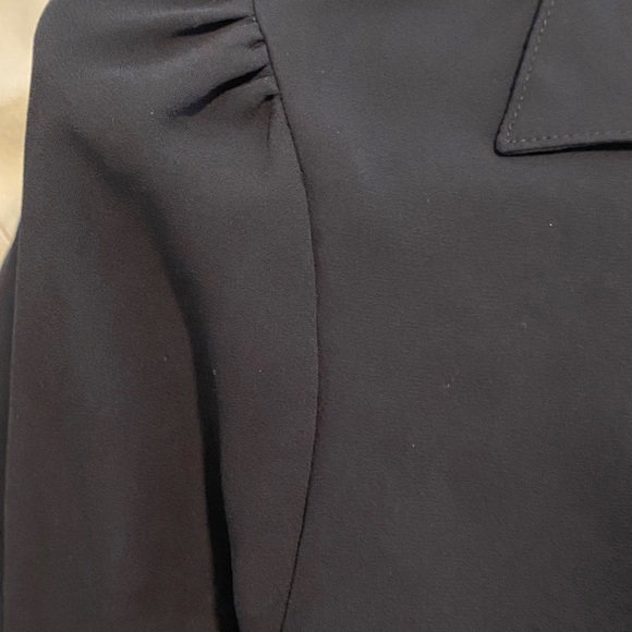 Express Black Women’s Button Down Long Sleeve Blouse with Smocked Cuffs - Picture 7 of 9